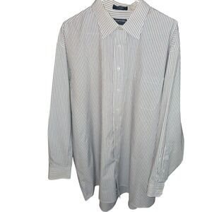 Big Tall Men Size 19 Striped Button Down Shirt Long Sleeve Preppy office